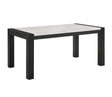 1pc White Faux Marble Dining Table Solid Wood Veneer Standard Height Contemporary Dining Room Wooden Furniture Black Finish