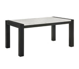 1pc White Faux Marble Dining Table Solid Wood Veneer Standard Height Contemporary Dining Room Wooden Furniture Black Finish