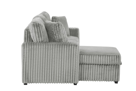 Plush Sectional Sofa W/ Pull Out Sleeper made with Velvet fabric- Gray (CA inventory) - sold by Home Elegance USA