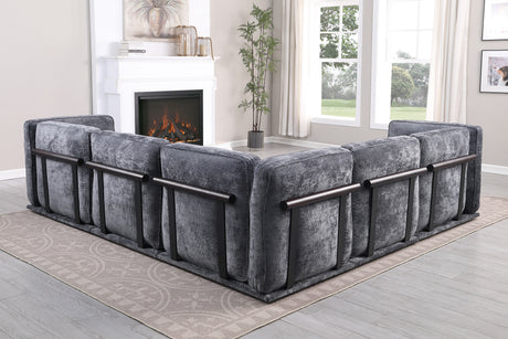 120' length , Fashionable modular sofa with iron and wood frame chenille sofa, Dark Gray ,uitable for living room - sold by Home Elegance USA