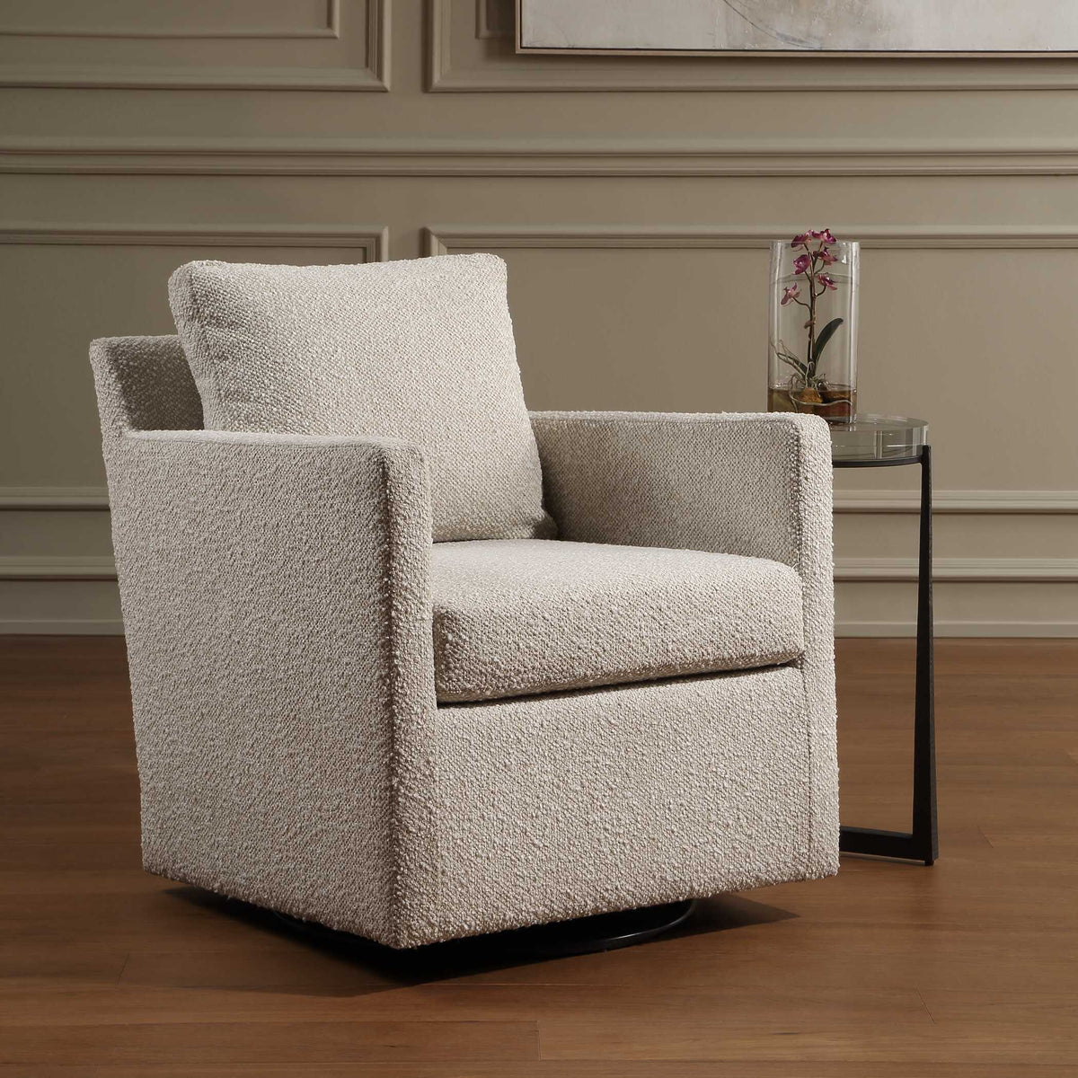 Tisdell Swivel/Glider Chair Cream - White by Uttermost - View 3