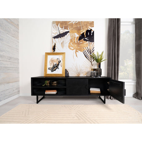 Manaya Charcoal Black 2-Door TV Stand - sold by Home Elegance USA