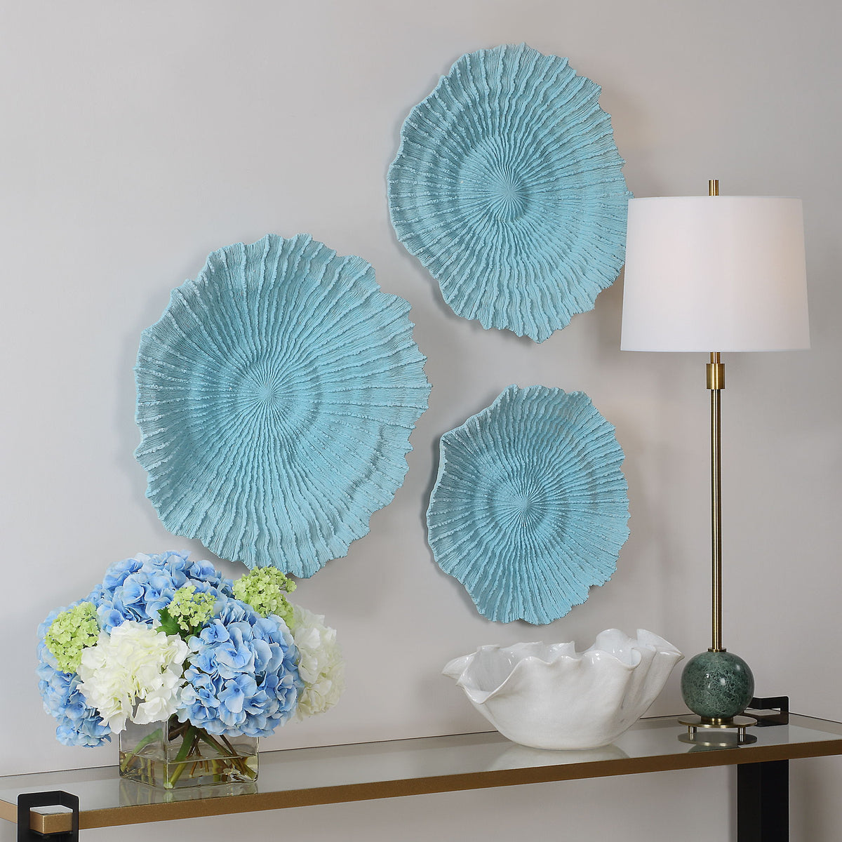 Ocean Gems Wall Decor (Set of 3) - Light Blue by Uttermost - View 2