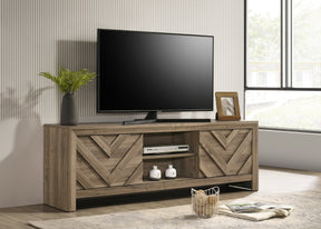 1pc Rustic Chevron-patterned Contemporary Traditional Interiors Entertainment Console TV Stand Living Room Furniture Light Brown Warm Wood Finish - sold by Home Elegance USA
