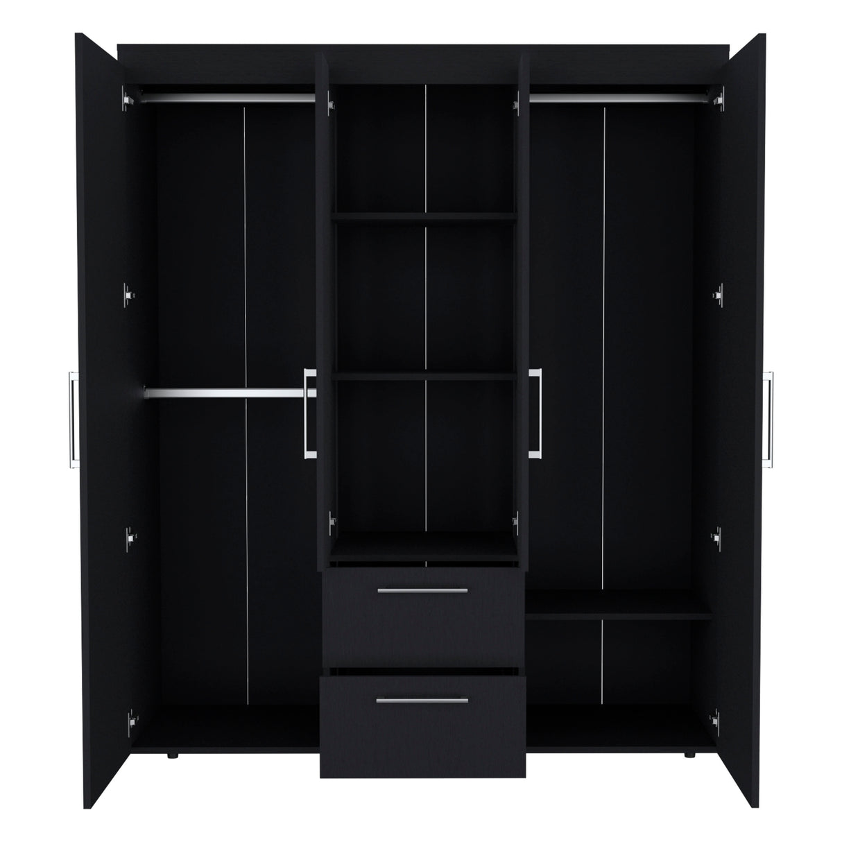 Wardrobe, Deluxe Armoire with Multiple Storage Options and Metal Accents, Black - sold by Home Elegance USA
