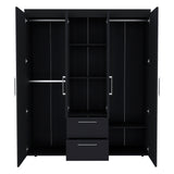Wardrobe, Deluxe Armoire with Multiple Storage Options and Metal Accents, Black - sold by Home Elegance USA