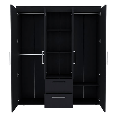 Wardrobe, Deluxe Armoire with Multiple Storage Options and Metal Accents, Black - sold by Home Elegance USA