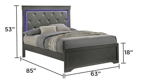 Blaze Upholstered Modern Style 4 Pc Queen Bedroom Set with LED Headboard Made with Wood in Metallic Gray(CA WAREHOUSE) - sold by Home Elegance USA