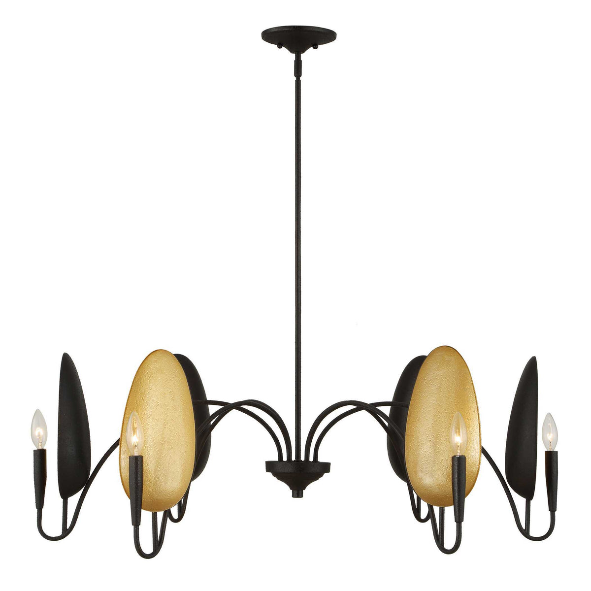 Warwick 6 Light Chandelier Matte Black - Black / Gold by Uttermost - View 5