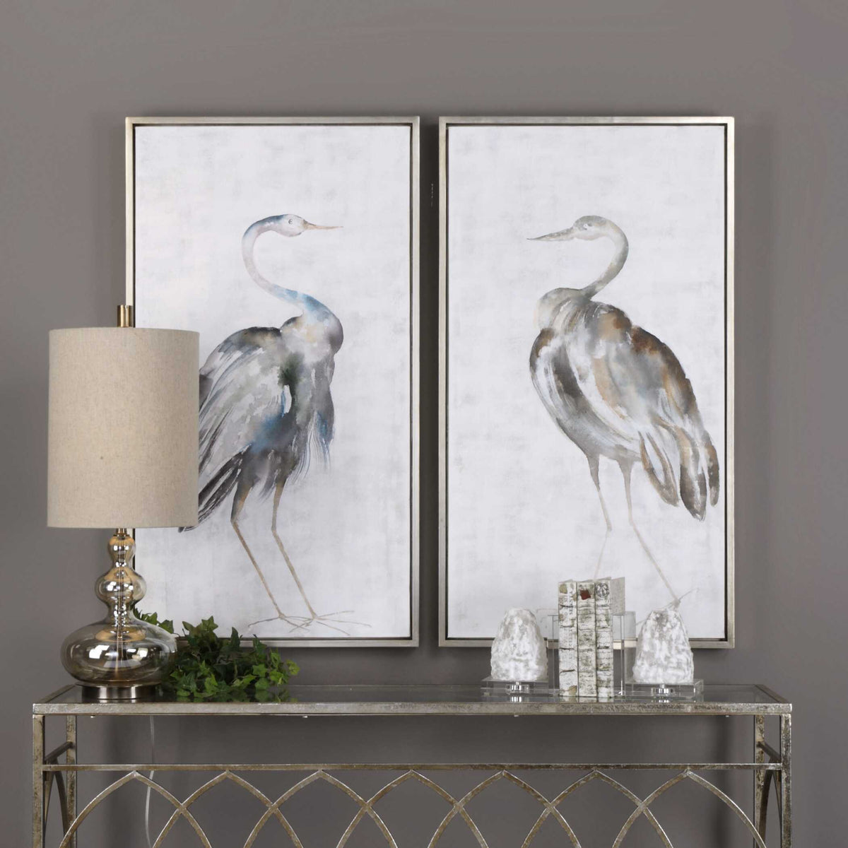 Summer Birds Framed Art (Set of 2) - Silver / Blue by Uttermost - View 2