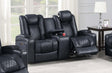 Modern Contemporary Style Power Reclining Loveseat 1pc Adjustable Headrest Storage Sofa Cup Holder Ink Blue Finish Primary Living Room Furniture