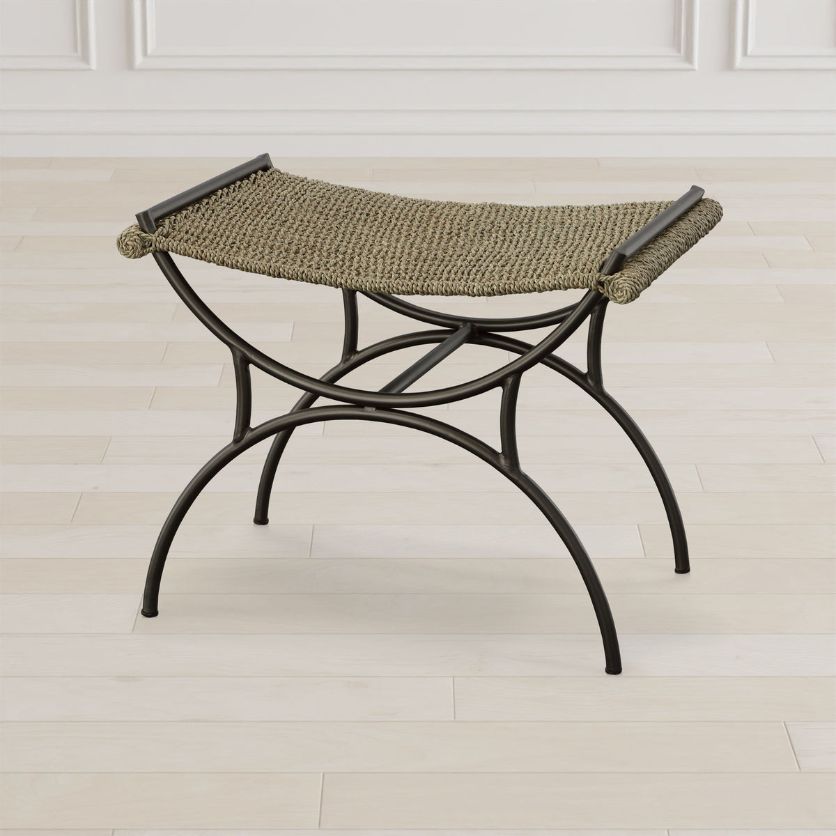 Playa Seagrass Small Bench - Black / Dark Gray by Uttermost - View 2