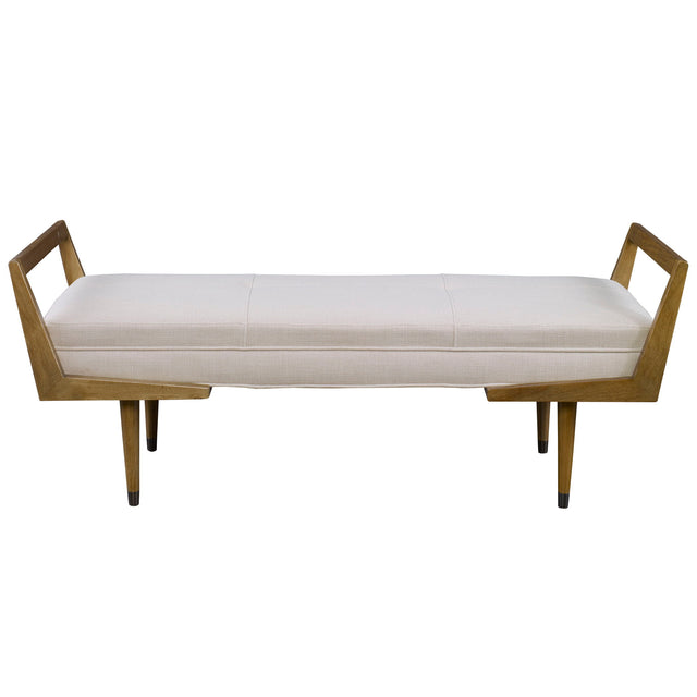 Waylon Modern Bench Ivory - White / Light Brown by Uttermost - View 1