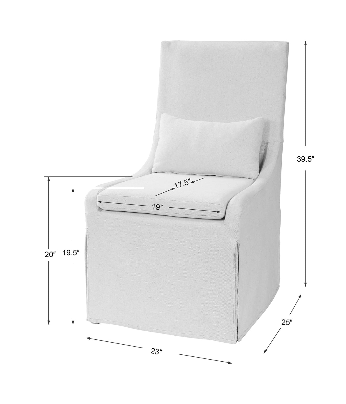 Coley Linen Armless Chair White - Beige by Uttermost - View 9