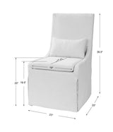 Coley Linen Armless Chair White - Beige by Uttermost - View 9