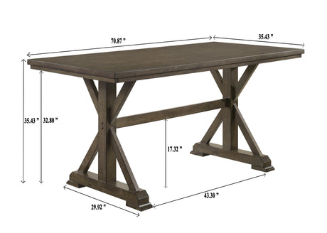 7pc Counter Height Dining Set Beautifully Crafted Dining Table Robust Trestle Base Upholstered Chair Rich Wood Finish Natural Charm Dining Room Furniture Rustic Brown - sold by Home Elegance USA