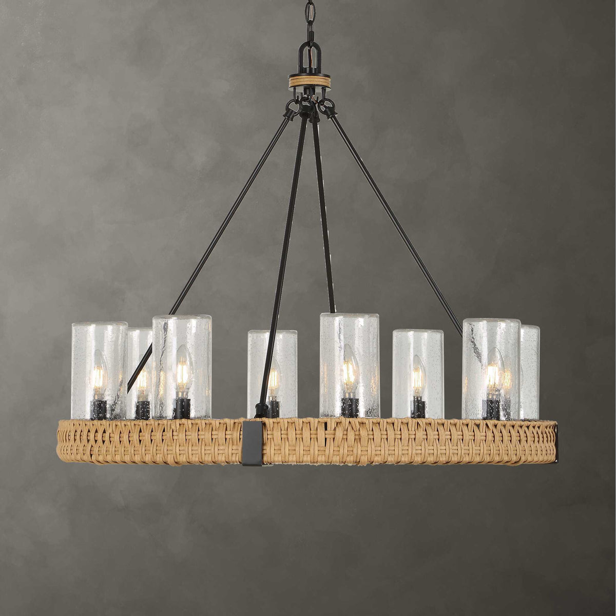 Palm Royal 8 Light Indoor-Outdoor Chandelier Black / Light Brown - Light Brown / Black by Uttermost - View 3