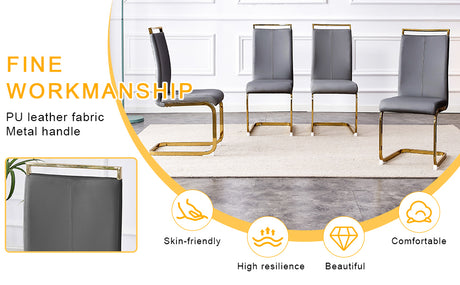 Table and chair set.Elegant Transparent Tempered Glass Dining Set - 71'x35.4' with 8 Dark Gray PU Chairs with golden C-tube metal leg. - sold by Home Elegance USA