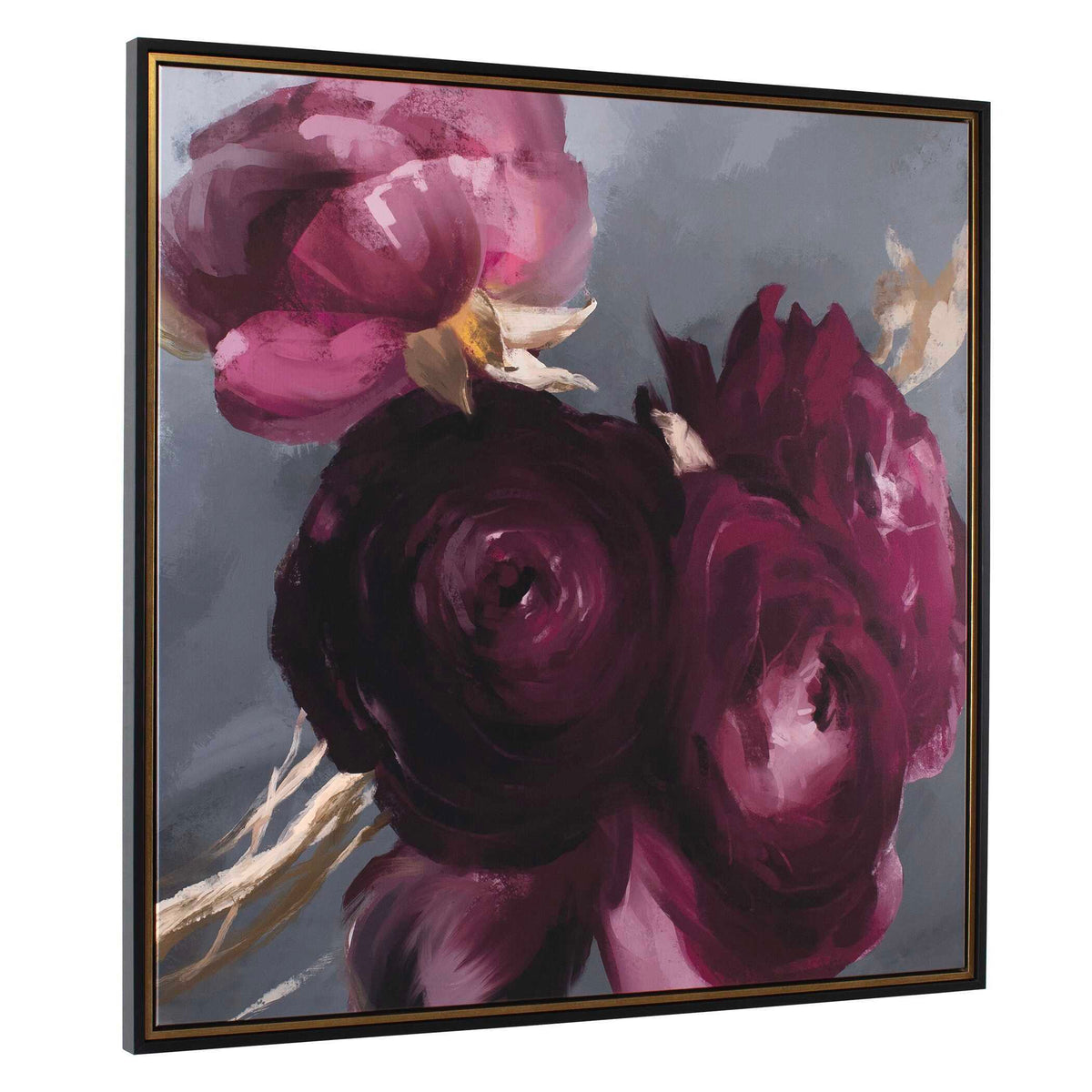Plum Ranculus Framed Floral Art Black / Gold / Gray / Green / Pink / Purple / Red / White / Yellow - Purple / Gray by Uttermost - View 3