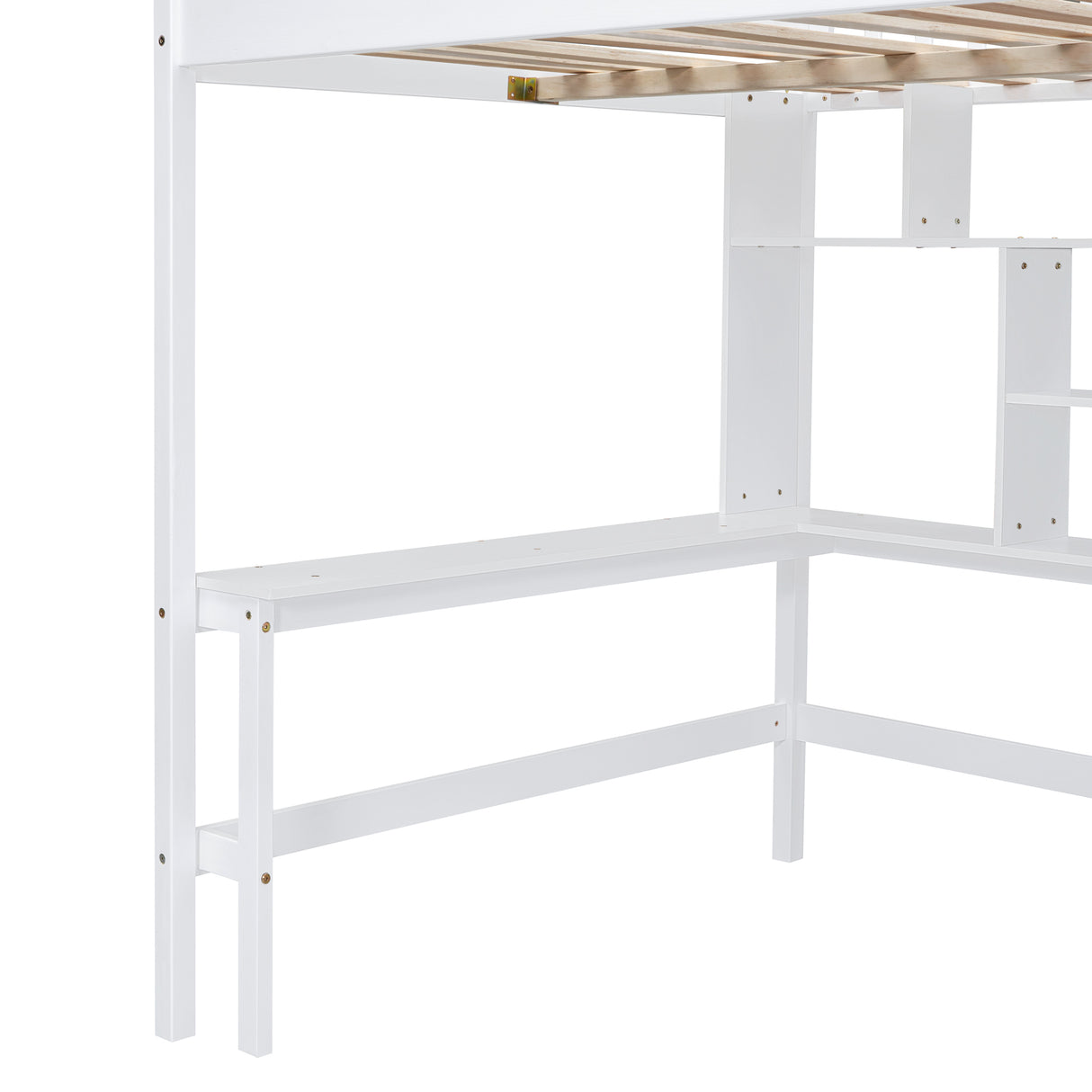 Full size Loft Bed with Bookshelf,Drawers,Desk,and Wardrobe-White - Home Elegance USA