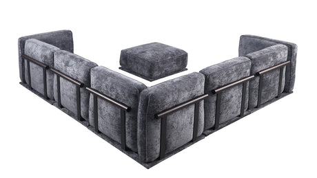120' length , Fashionable modular sofa with iron and wood frame chenille sofa, Dark Gray ,uitable for living room - sold by Home Elegance USA