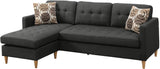 Black Polyfiber Sectional Sofa Living Room Furniture Reversible Chaise Couch Pillows Tufted Back Modular Sectionals | Home Elegance USA