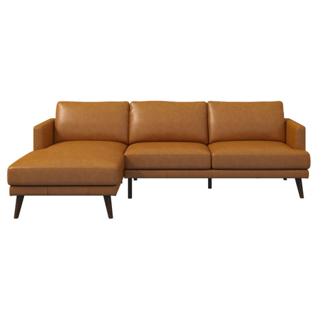 Lore  L-Shaped Genuine Leather Sectional In Tan Left Facing - sold by Home Elegance USA