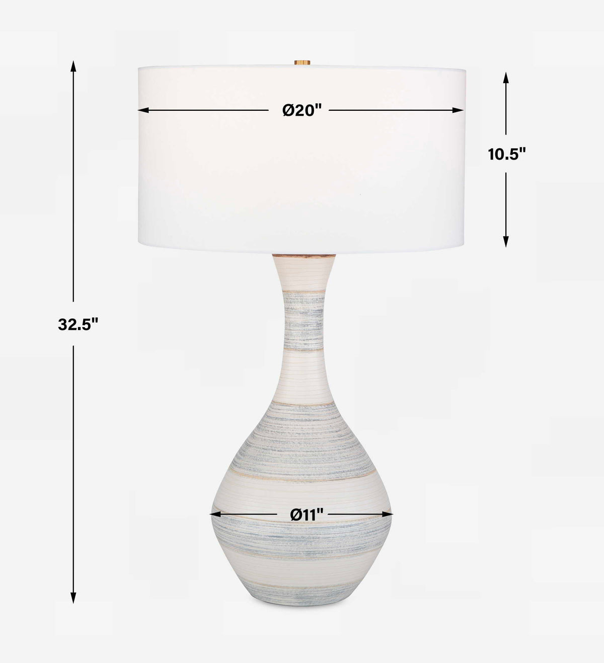 Potter Table Lamp Striped Ivory Blue - White by Uttermost - View 6
