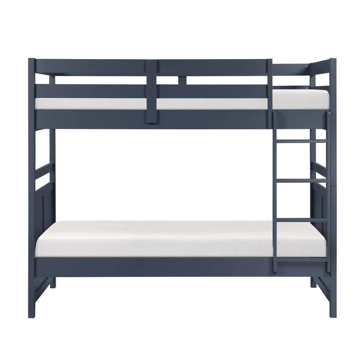 Bunk Bed Twin Over Twin Navy Blue Finish Sturdy Wood Frame Guard Rails Youth Bedroom Furniture 1pc - sold by Home Elegance USA