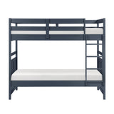 Bunk Bed Twin Over Twin Navy Blue Finish Sturdy Wood Frame Guard Rails Youth Bedroom Furniture 1pc - sold by Home Elegance USA