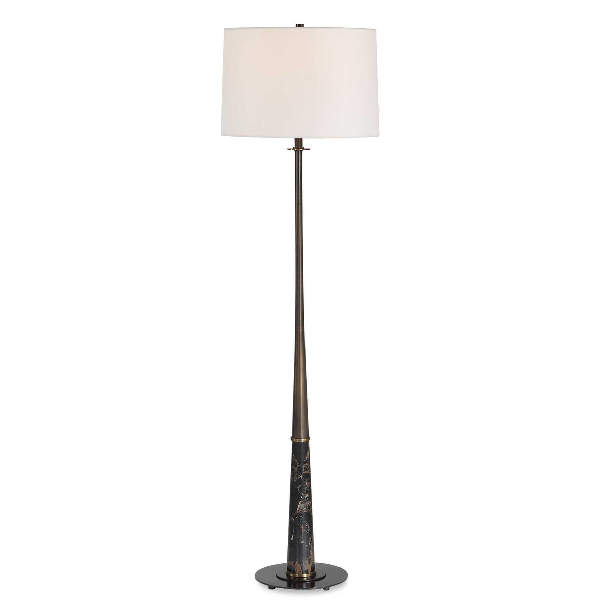 Tallarico Brass & Marble Floor Lamp Black / Bronze / Brown - Black / Dark Brown by Uttermost - View 1