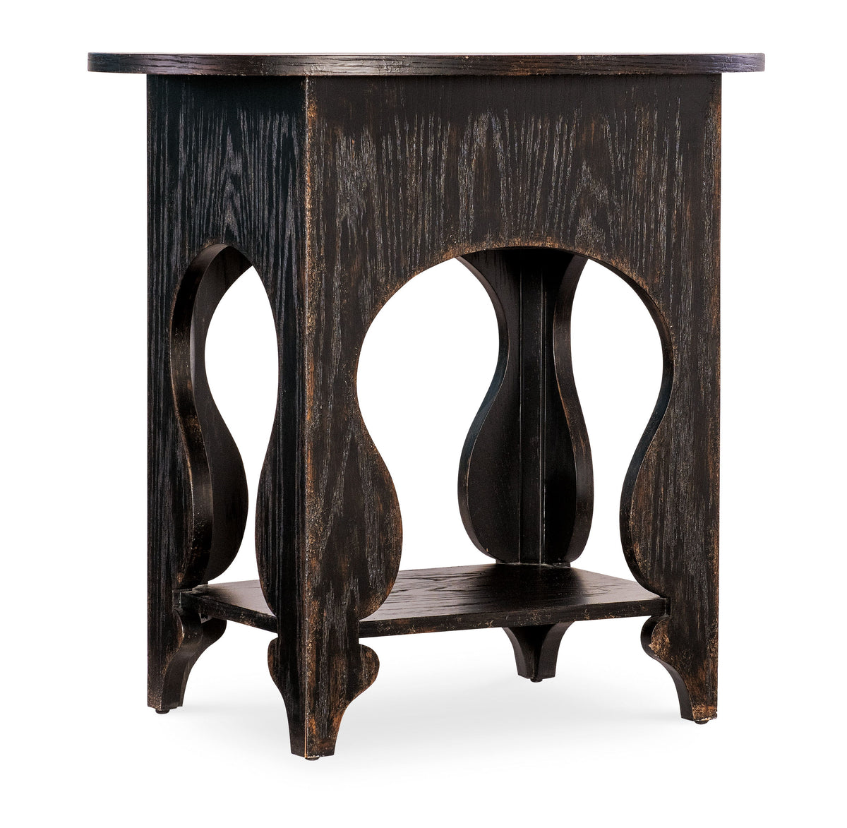 Americana One-Drawer Oval Nightstand - Dark Brown by Hooker Furniture - View 4