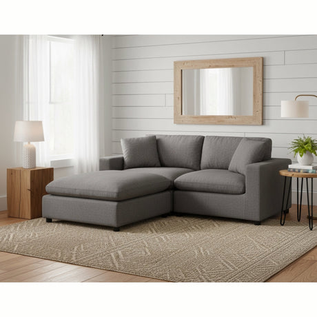 Cassandra Modular 3-Piece Chofa in Charcoal Grey with Solid Hardwood Frame and Plush Fabric Upholstery - sold by Home Elegance USA