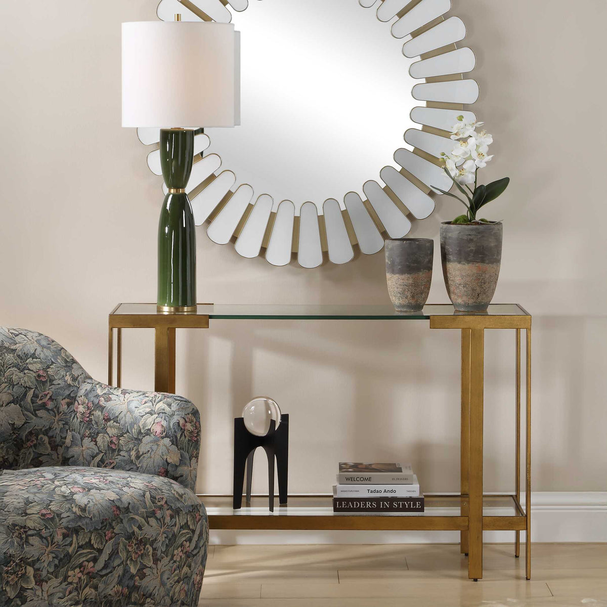 Kendrick Glass Console Table - Gold by Uttermost - View 4