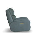 Rio Transitional Leather Power Rocking Recliner, Power Headrest | Flexsteel