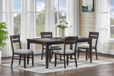 5pc Beautiful Rectangular Dining Table Dark Oak Finish Upholstered Chair Wooden Furniture Dining Room Furniture