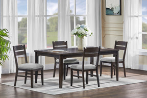 5pc Beautiful Rectangular Dining Table Dark Oak Finish Upholstered Chair Wooden Furniture Dining Room Furniture - sold by Home Elegance USA