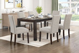 Classic 7pc Dining Set Dark Brown Finish Table and 6x Side Chairs Comfort Upholstery Taupe Dining Kitchen Furniture