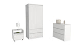 Beloit 3 Piece Bedroom Set, Nightstand + Dresser+ Armoire, White - sold by Home Elegance USA