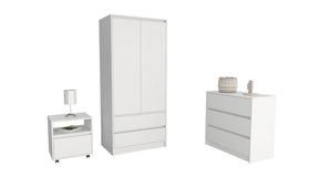 Beloit 3 Piece Bedroom Set, Nightstand + Dresser+ Armoire, White - sold by Home Elegance USA