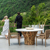 Stonewood Indoor-Outdoor Dining Table White / Woodtone - White / Light Brown by Uttermost - View 5