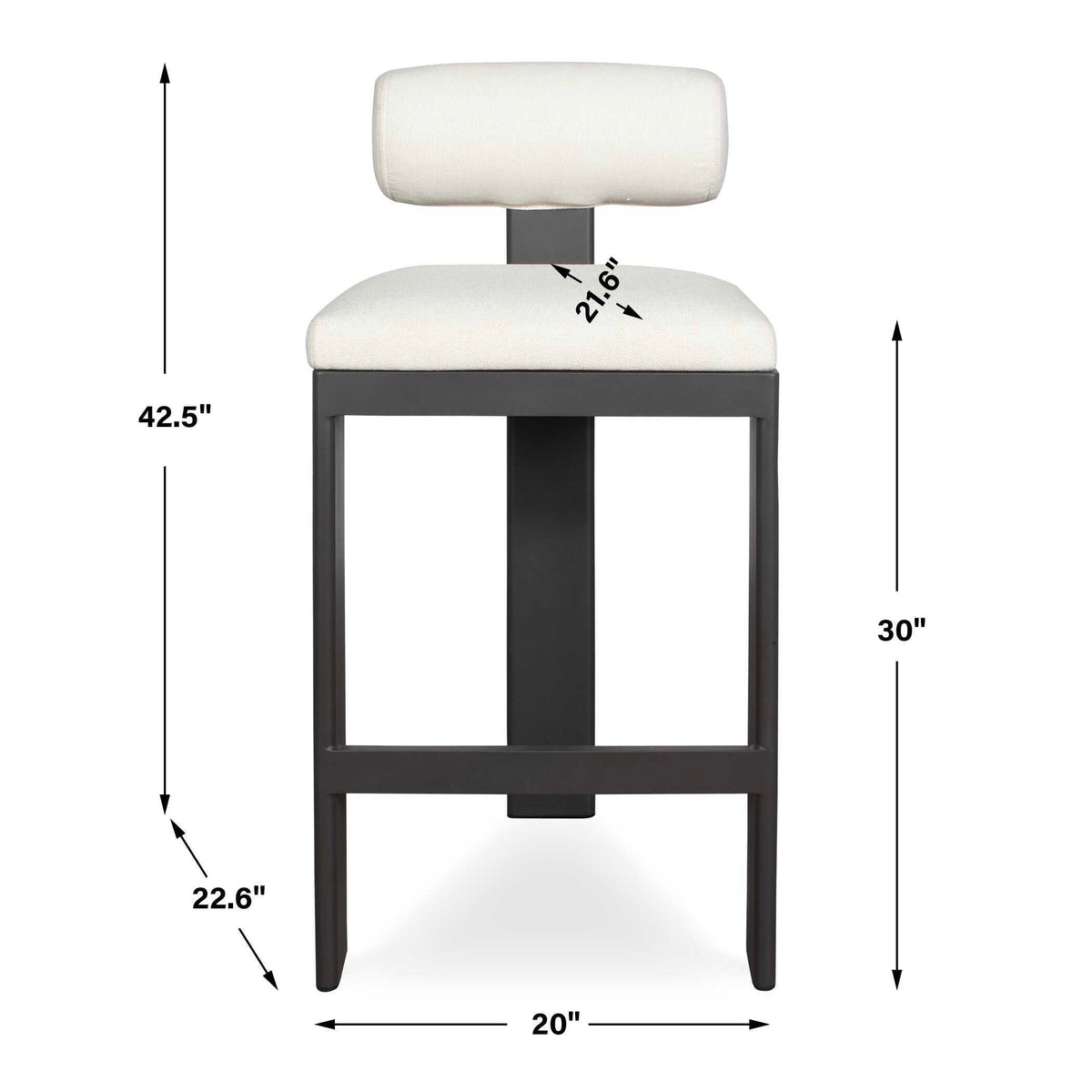 Bolster Back Outdoor Bar Stool - White / Black by Uttermost - View 10