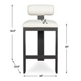 Bolster Back Outdoor Bar Stool - White / Black by Uttermost - View 10