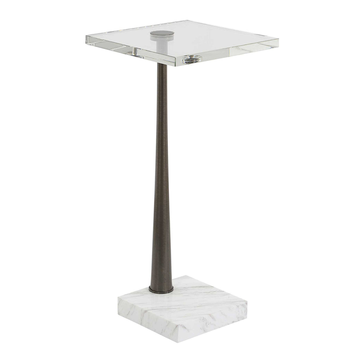 Pelton Marble Glass Drink Table Bronze / White - Dark Brown / White by Uttermost - View 3