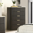 Contemporary Style 1pc Chest Artificial Marble Top Metal Side Glide Plinth Base Dark Walnut Finish Bedroom Furniture