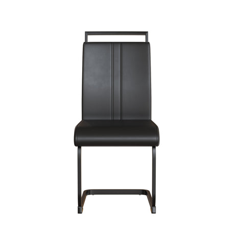 63 'medieval modern brown style MDF dining table and PU armless dining chair set 4. Assemble Desktop and Black metal leg dining chair set, suitable for home&kitchen - sold by Home Elegance USA