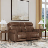 Alexander Power Reclining Loveseat With Console, Power Headrest & Lumbar - Khaki Brown | Flexsteel