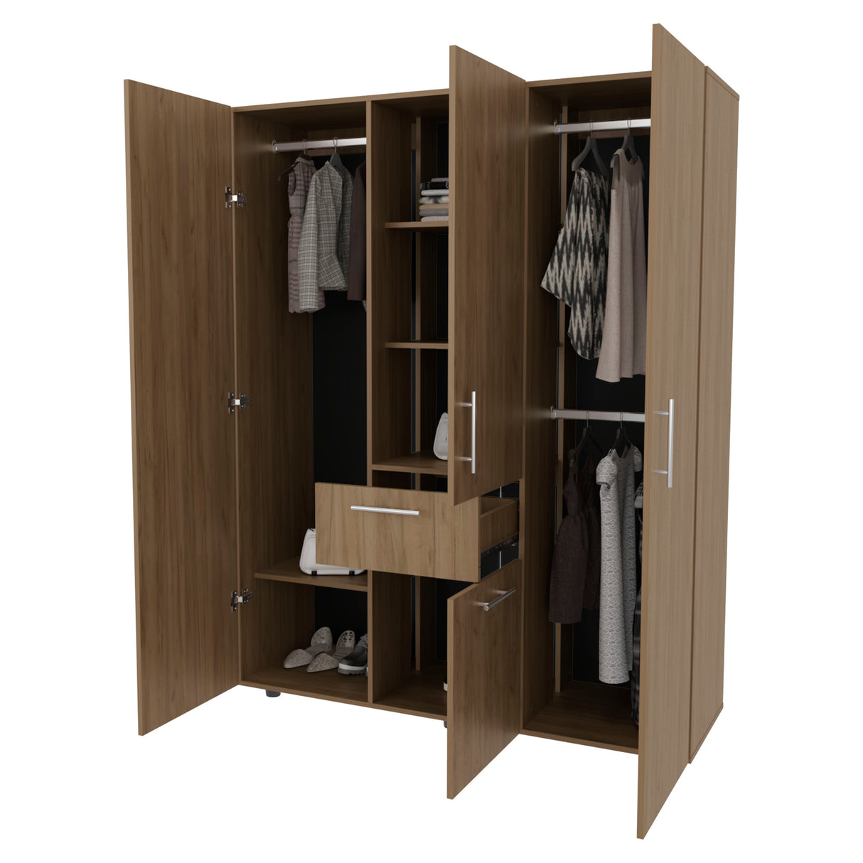 FM FURNITURE Alamo Lake Armoire Multi-storage with one Drawer, Natural Oak - sold by Home Elegance USA