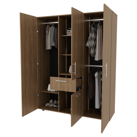 FM FURNITURE Alamo Lake Armoire Multi-storage with one Drawer, Natural Oak - sold by Home Elegance USA