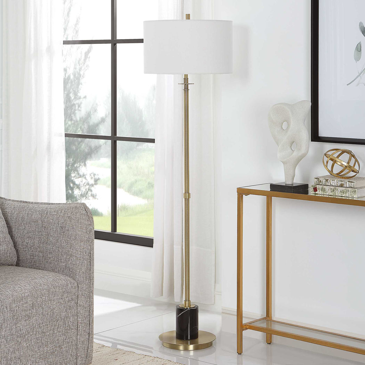 Guard Brass Floor Lamp - Yellow by Uttermost - View 3